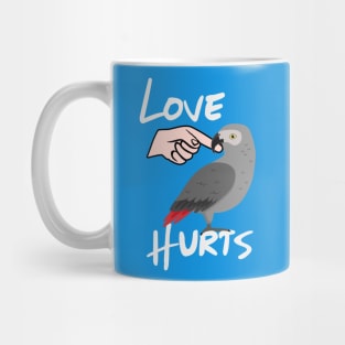 Love Hurts African Grey Parrot Biting Finger Mug